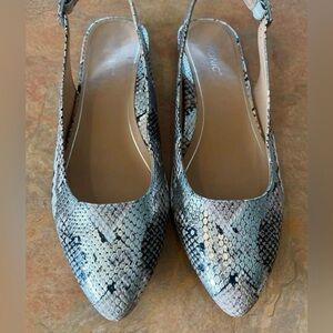 Vionic Snake Print Slingback Flats in Gray and Black
